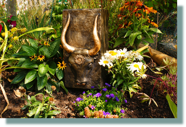 Greek Bull in Garden
