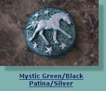 Horse Medallion with Mystic Green/Black Patina/Silver Finish